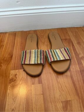 Woven Multi-Color Slide Sandals - Women's